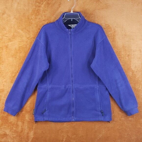 COLUMBIA Womens Jacket Large Blue Zip Up Pockets Classic Logo Vintage - Picture 1 of 6